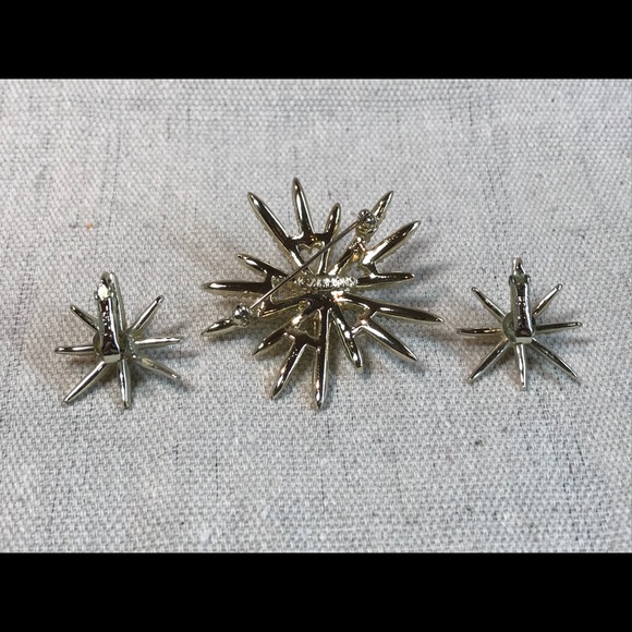 SIGNED Emmons Sunburst Brooch & Earrings Set - Picture 2 of 8